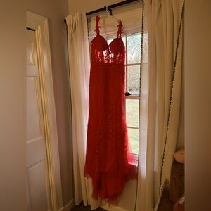 Red prom dress.